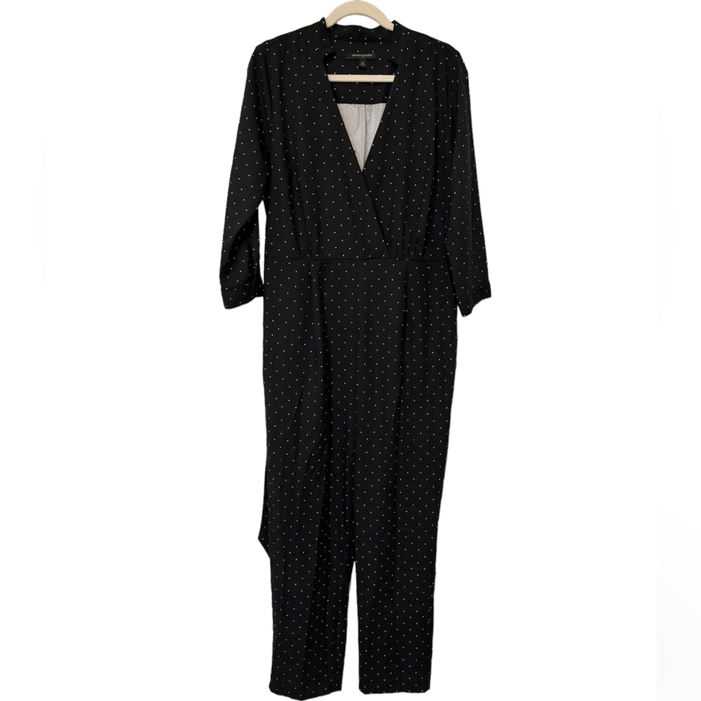 Banana Republic Black Polkadot Surplice Jumpsuit Sz 12